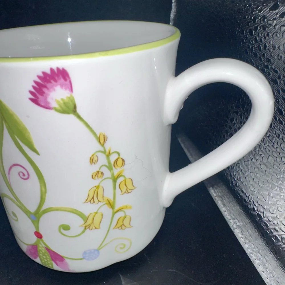 Preowned Pier 1 Imports LYDA Coffee Mugs Floral Design Set of 2